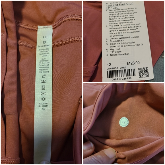 Lululemon Fast and Free Crop II 19" Cherry Tint - Picture 9 of 12